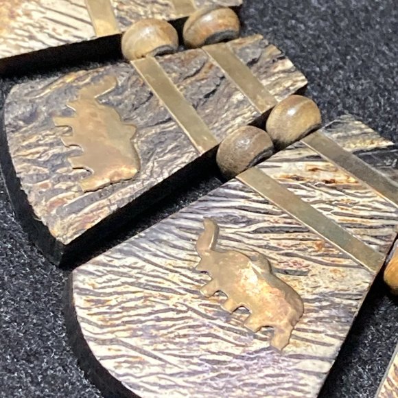 Wood & Metal Elephant Necklace - Picture 5 of 14